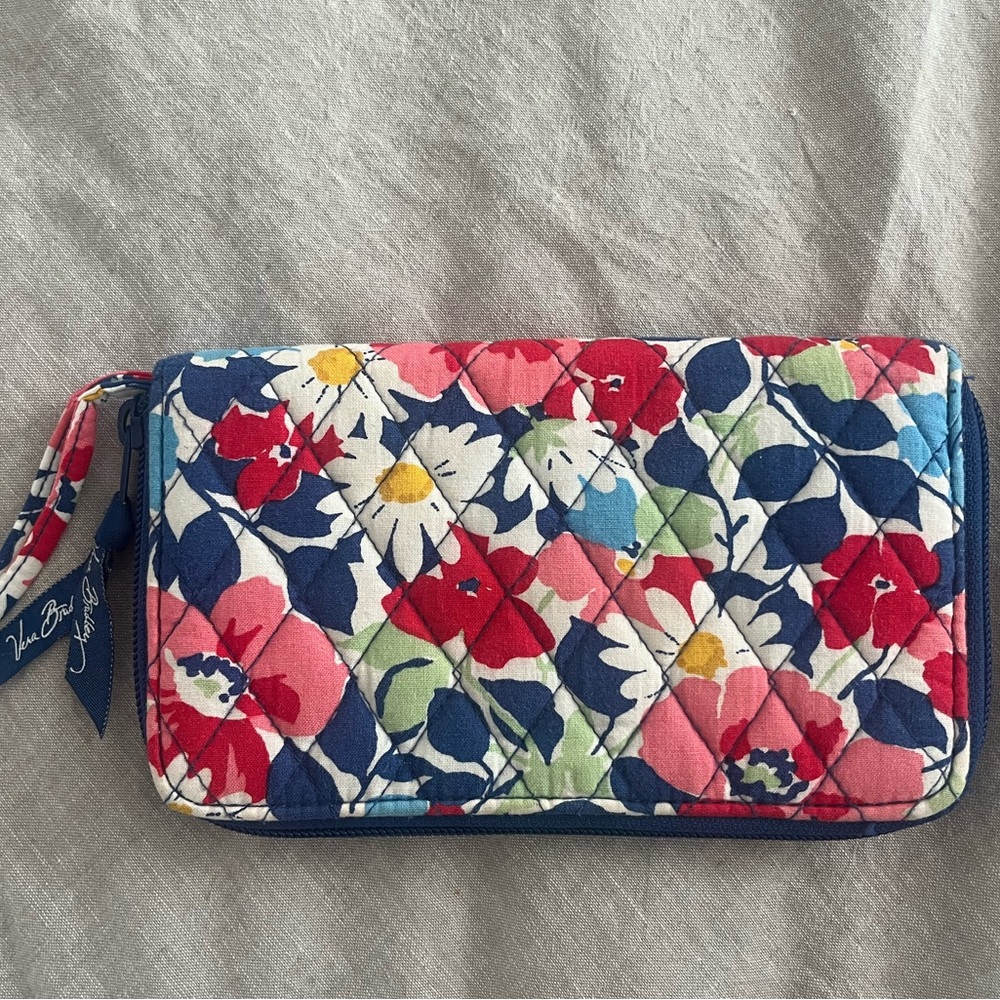 Vera Bradley Floral Clutch/wallet in Red, Pink, Blue, and Green